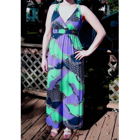 NWT Sexy Chain print maxi dress by GLAMOUR sz 6-10 - Picture 2 of 5